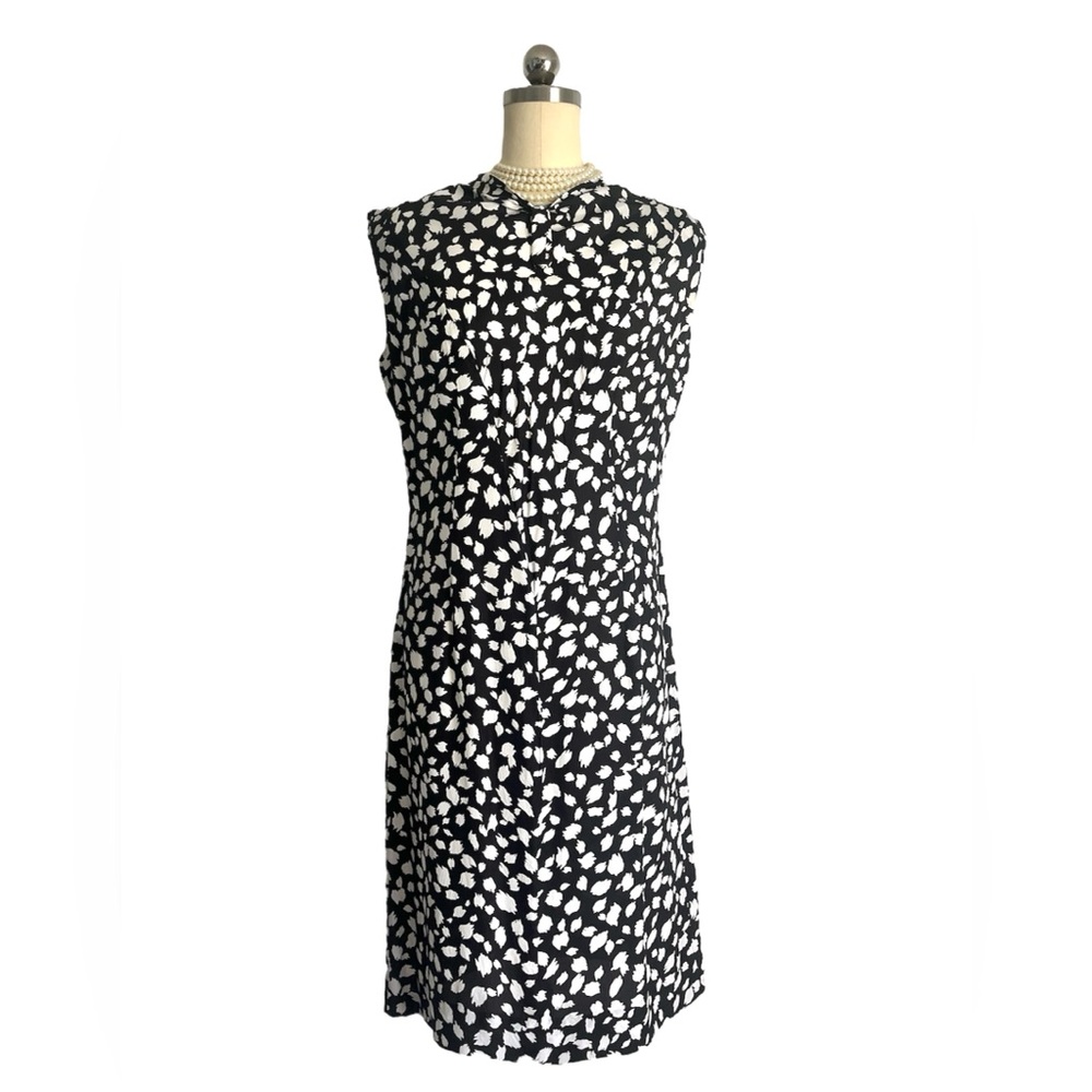 Vintage 60s Dress Sheat Mod Black White Abstract Print Lightweight Summer Dress